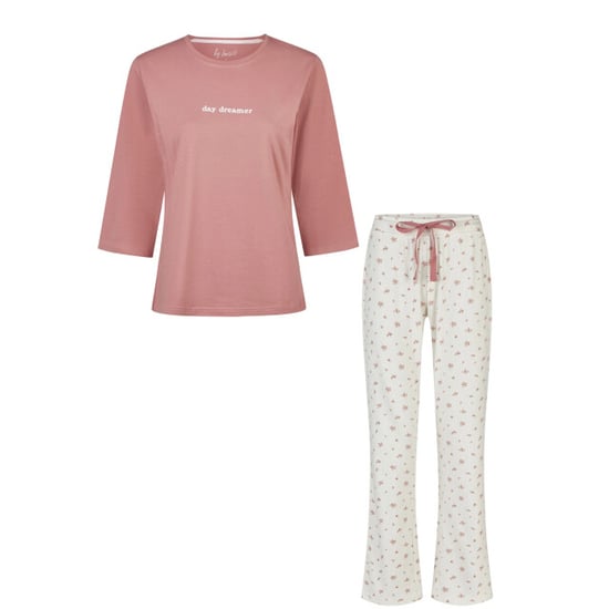 By Louise Dames pyjama set lang driekwart mouw oudroze/wit gebloemd - Image 1