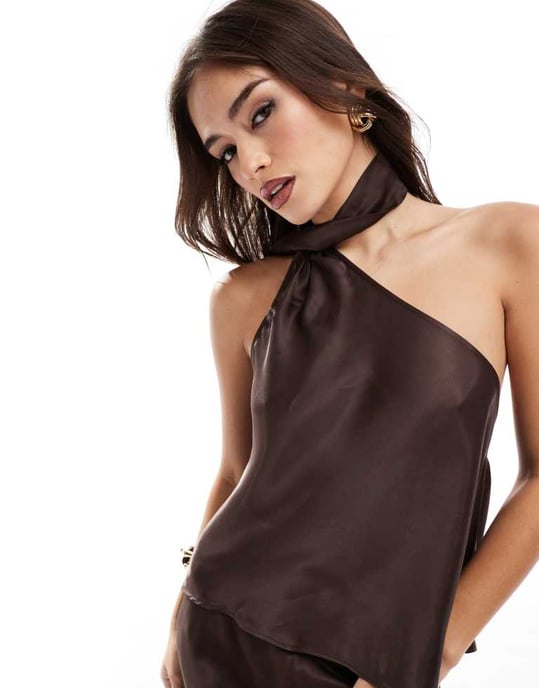 ASOS DESIGN sidentuch topp i choklad - Image 4