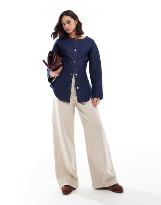 ASOS DESIGN denim cinch-skjorta i indigo - Image 1