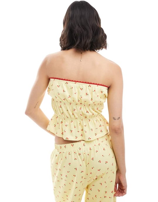 ASOS DESIGN rynkad bandeau-set i bärnstensmönster - Image 3