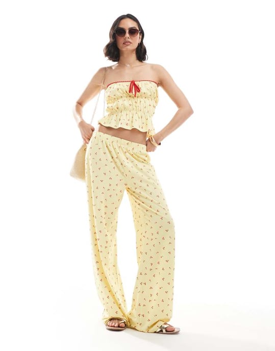 ASOS DESIGN rynkad bandeau-set i bärnstensmönster - Image 4