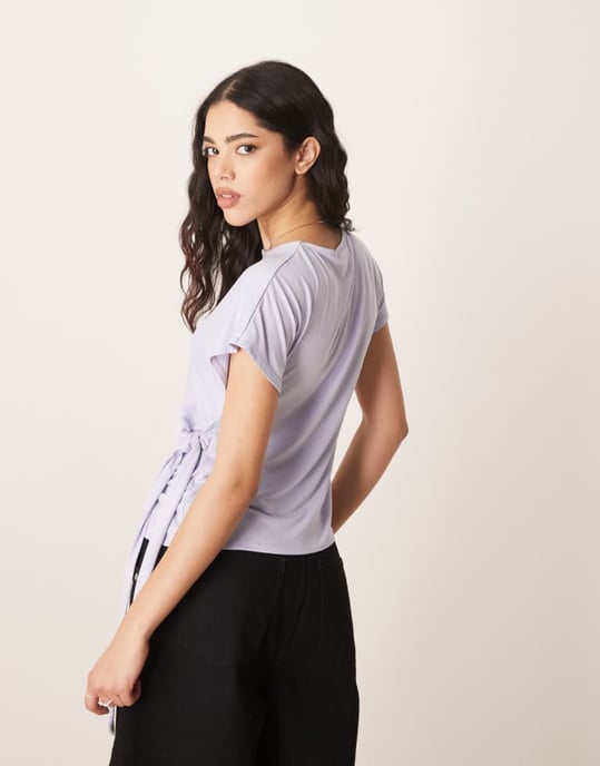 ASOS DESIGN topp med knytmidja i blått - Image 4