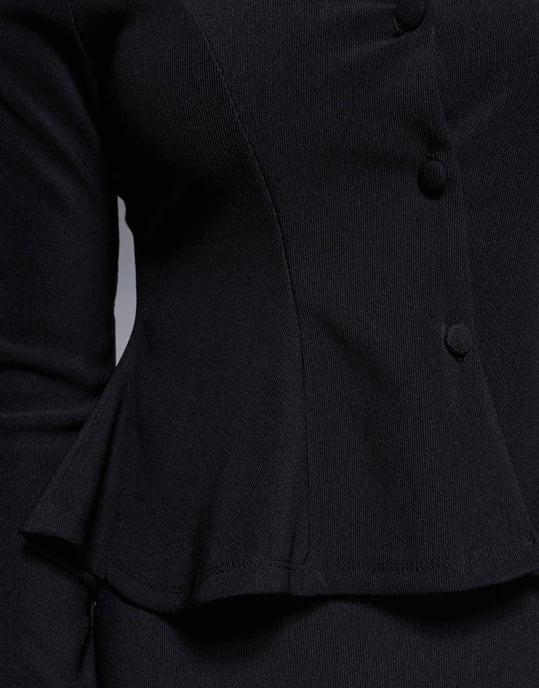 ASOS DESIGN koord långärmad skjorta med knappstängning och strukturerad fåll i svart - Image 4