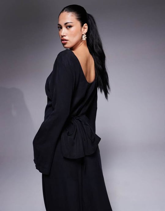 ASOS DESIGN mjuk långärmad topp i tvättad svart - Image 4