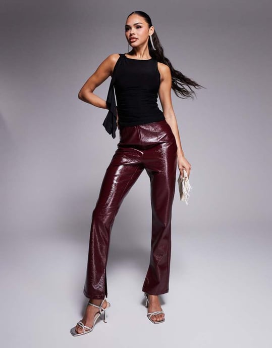 Kaiia exclusive double layered slinky ruched drape detail sleeveless top in black - Image 4