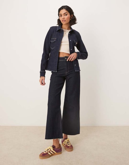 Calvin Klein Jeans structured denim top in dark wash - Image 3