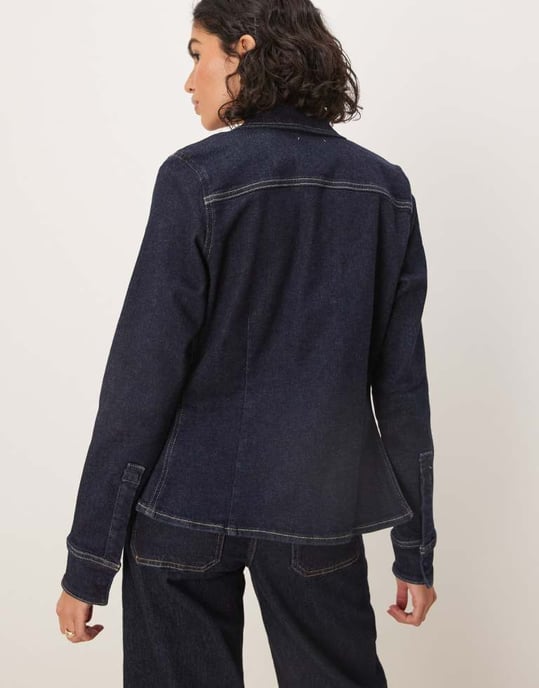 Calvin Klein Jeans structured denim top in dark wash - Image 4