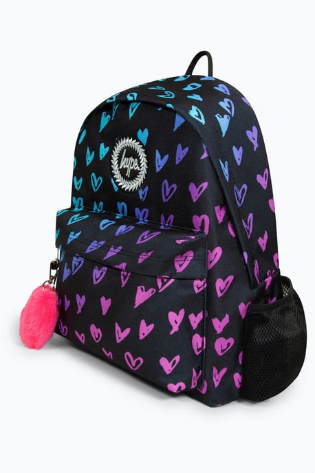 Hype Iconic Girl's Black Scribble Hearts Backpack - Image 4