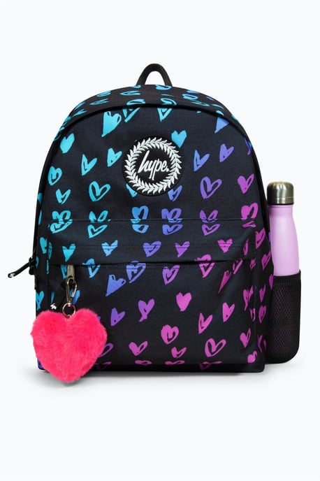 Hype Iconic Girl's Black Scribble Hearts Backpack - Image 5