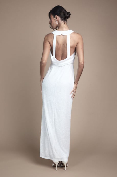 Sequin Cowl Neck Maxi Wedding Dress - Image 4