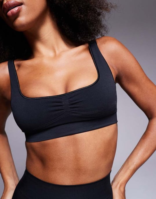 ASOS DESIGN Premium skulpterande fyrkantig BH i svart - Image 2