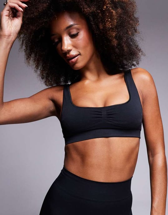 ASOS DESIGN Premium skulpterande fyrkantig BH i svart - Image 4