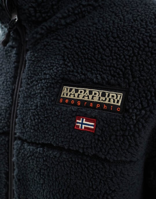 Napapijri Tynik logo full zip fleece jacket in black - Image 2