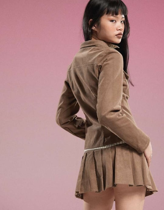 Motel Rohana babycord co-ord jacket in walnut - Image 3