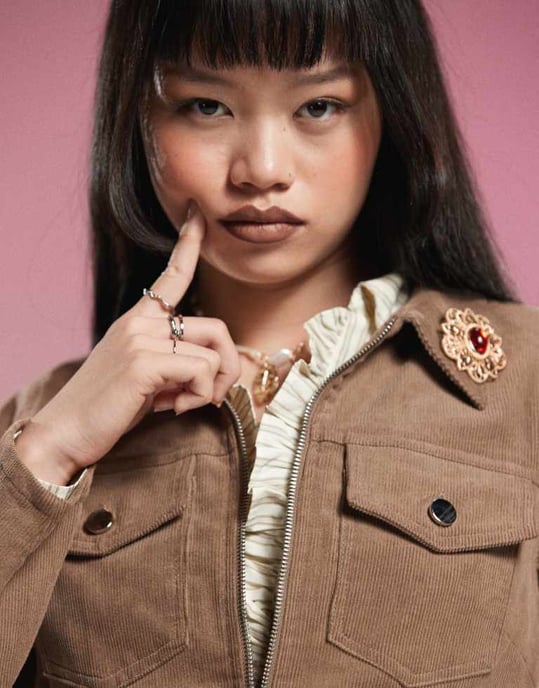 Motel Rohana babycord co-ord jacket in walnut - Image 4