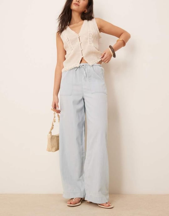 Nobody's Child Shona denim twill trousers in light blue - Image 1