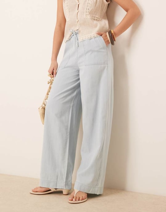 Nobody's Child Shona denim twill trousers in light blue - Image 2