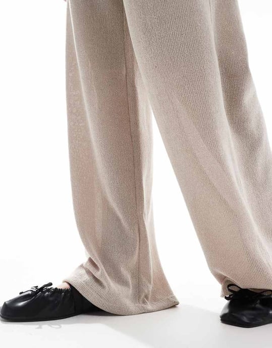 ONLY tie front loose trousers co-ord in beige - Image 3