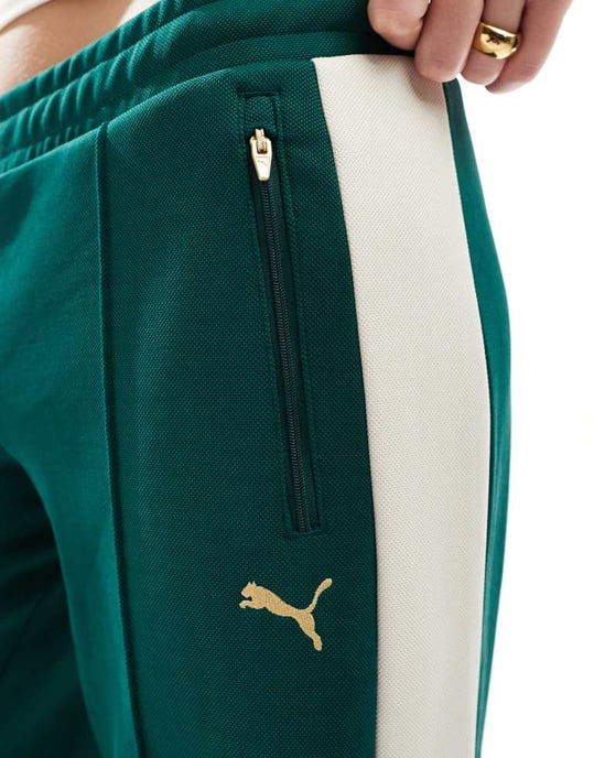 Puma T7 low rise track trousers co-ord in dark green - Image 2