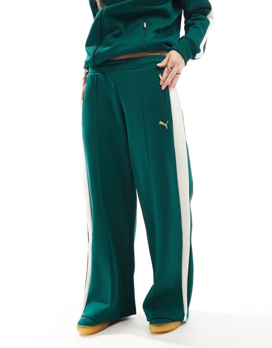 Puma T7 low rise track trousers co-ord in dark green - Image 3