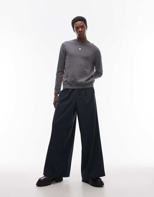 Topman pull on trousers in check print - Image 1