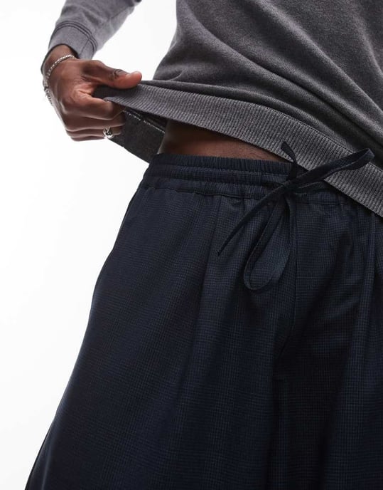 Topman pull on trousers in check print - Image 3