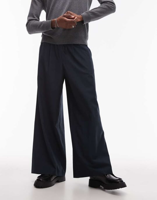Topman pull on trousers in check print - Image 4