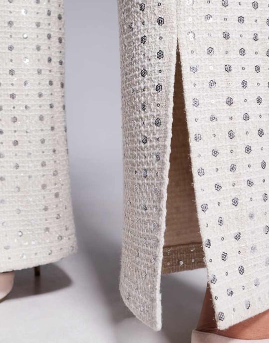 ASOS LUXE co-ord embellished boucle trouser in cream - Image 4
