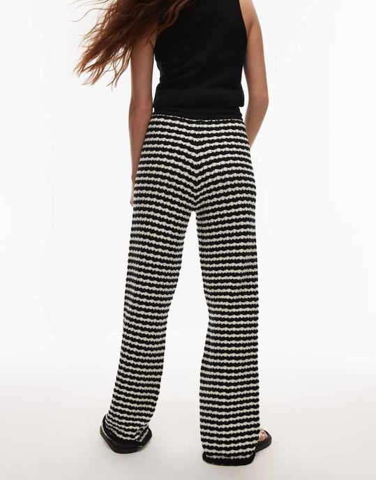 Topshop knitted stripe trouser in mono - Image 3