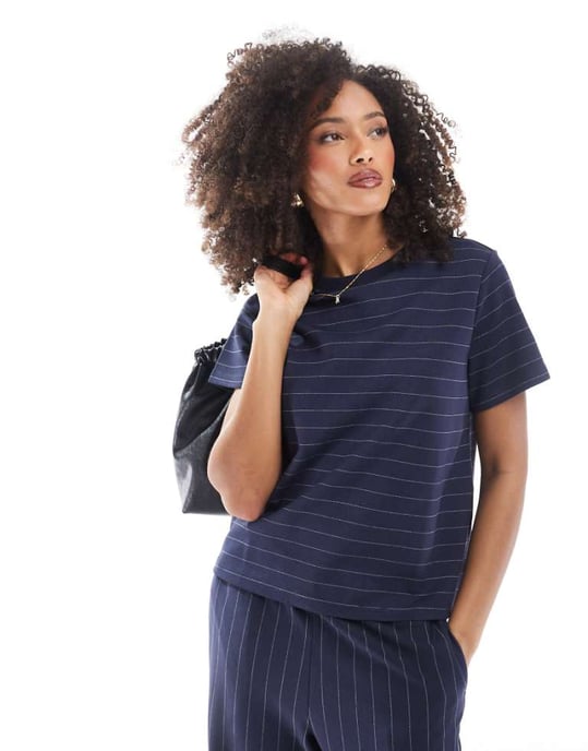 AWARE boxy t-shirt set i marinrandig - Image 1