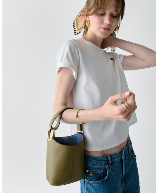 Halo Glazed Leather Mini Bucket Bag - Image 2