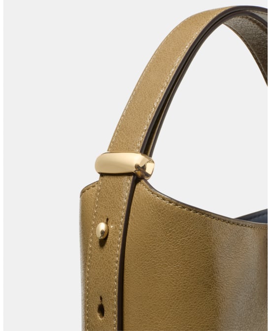 Halo Glazed Leather Mini Bucket Bag - Image 5