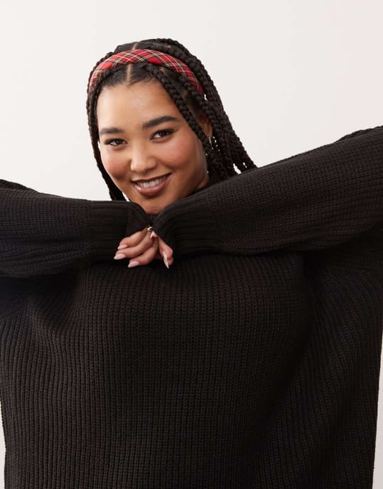 Noisy May Curve high neck knitted jumper dress in black - Image 2