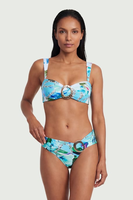 Chain Print Metal Trim Detail Bikini Bottoms - Image 1