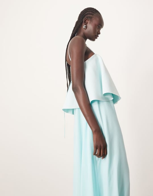 ARRANGE strappy layered volume maxi dress in light blue - Image 3