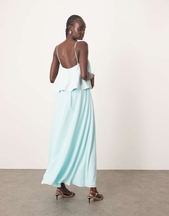 ARRANGE strappy layered volume maxi dress in light blue - Image 4