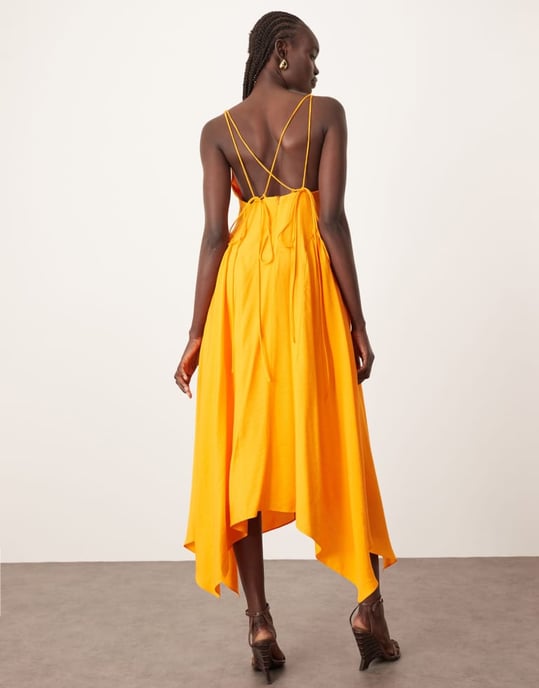ARRANGE cross back detail maxi dress with full skirt in mango - Image 3