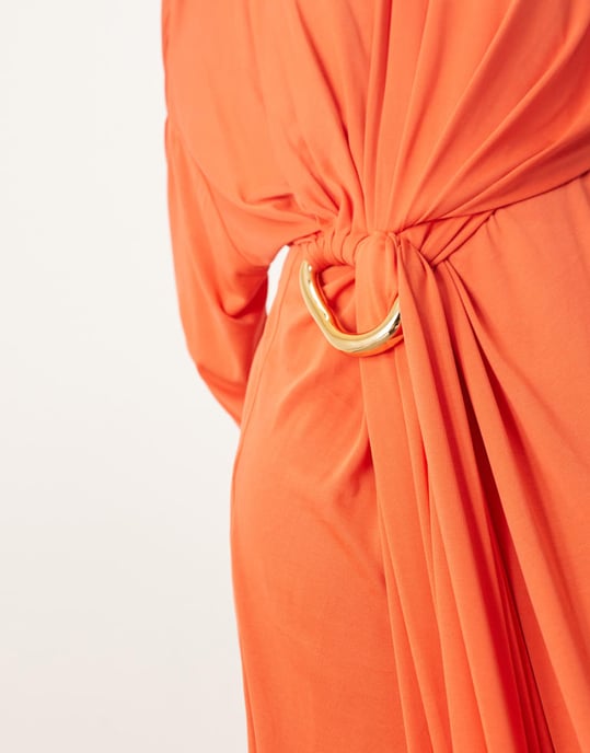 ARRANGE soft pleat maxi dress with hardware detail in red - Image 3