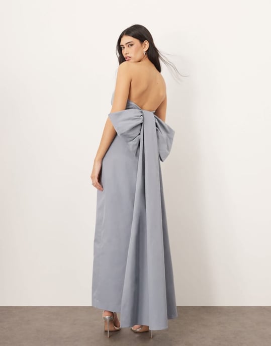 ARRANGE bandeau maxi dress with large bow in light blue - Image 1
