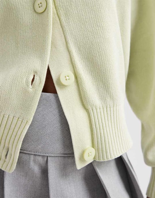ASOS DESIGN crew neck acid washed cardigan in sage - Image 3