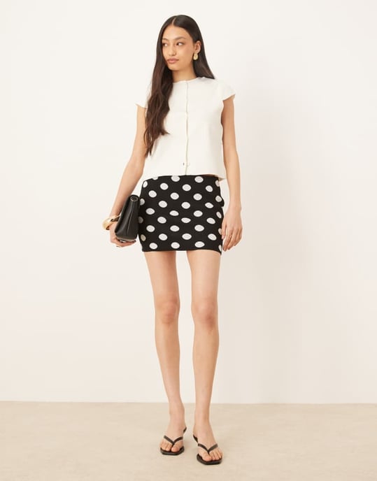 ASOS DESIGN knitted structured cap sleeve cardigan in cream - Image 2