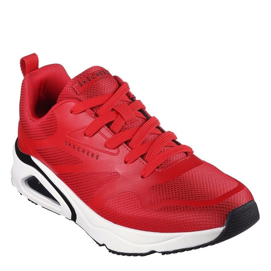 Men's Skechers Mesh Print Overlay Low Top Trainers in Red - Image 1