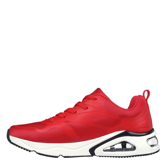 Men's Skechers Mesh Print Overlay Low Top Trainers in Red - Image 2