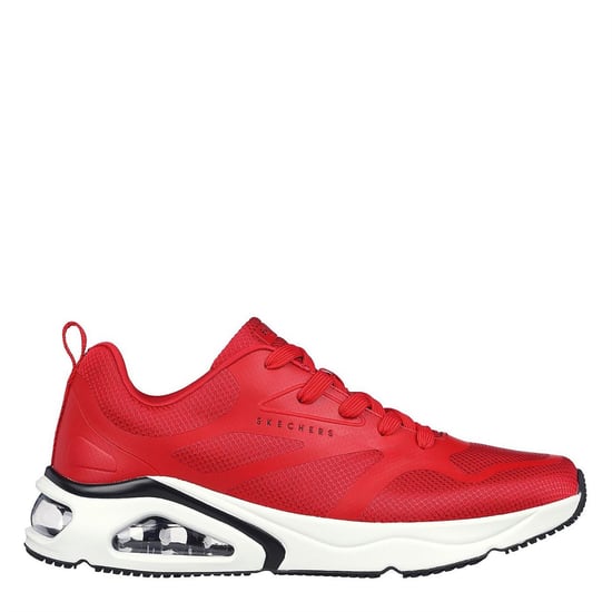 Men's Skechers Mesh Print Overlay Low Top Trainers in Red - Image 3