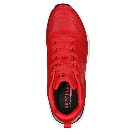 Men's Skechers Mesh Print Overlay Low Top Trainers in Red - Image 5