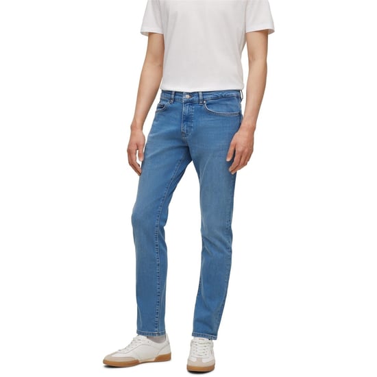 Men's Boss Five Pocket Design Slim Fit Jeans in Turquoise/Aqua - Image 2
