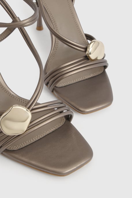 High Stiletto Strappy Hardware Detail Heels - Image 5