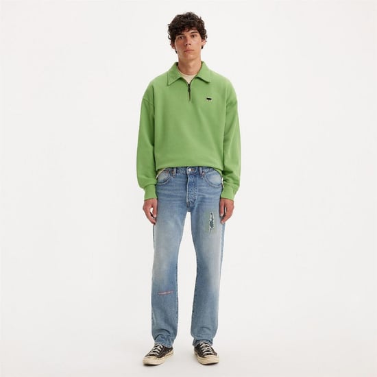 Men's Levis Distressed Mid Rise Straight Leg Jeans in Banshee Scream - Image 3