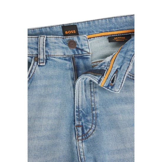 Men's Boss Five Pocket Design Regular Fit Jeans in Bright Blue - Image 6
