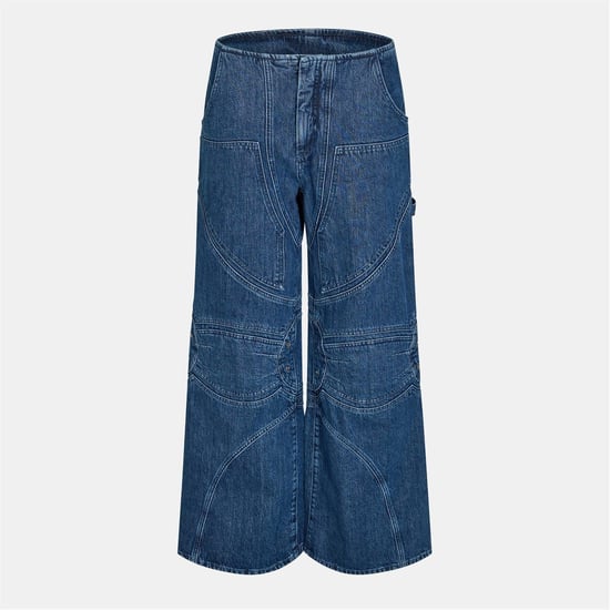 Women's Off White Low Waist Wide Leg Relaxed Fit Jeans in Blue - Image 1